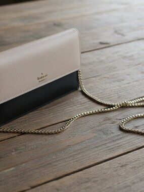 Kate Spade Convertible Leather Clutch Beige & Black | Cameron Street Brennan